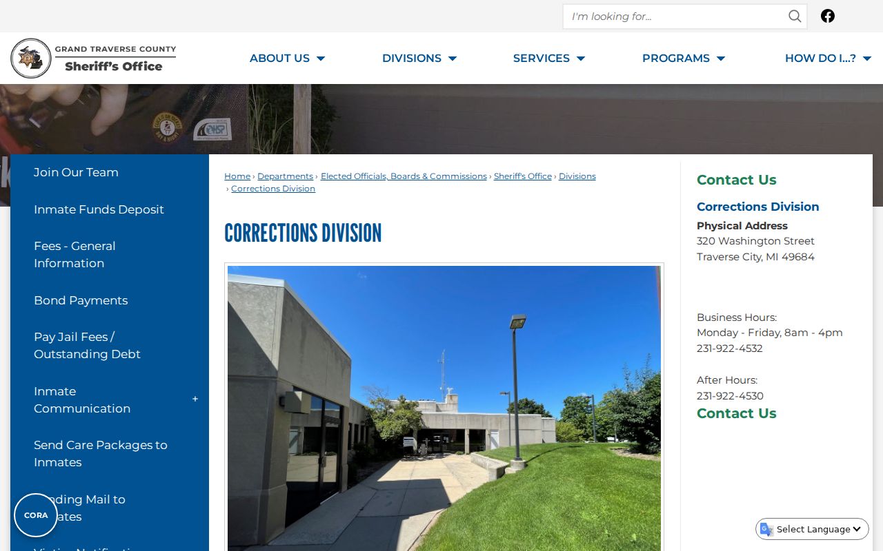 Grand Traverse County Corrections Division jail booking after an arrest warrant