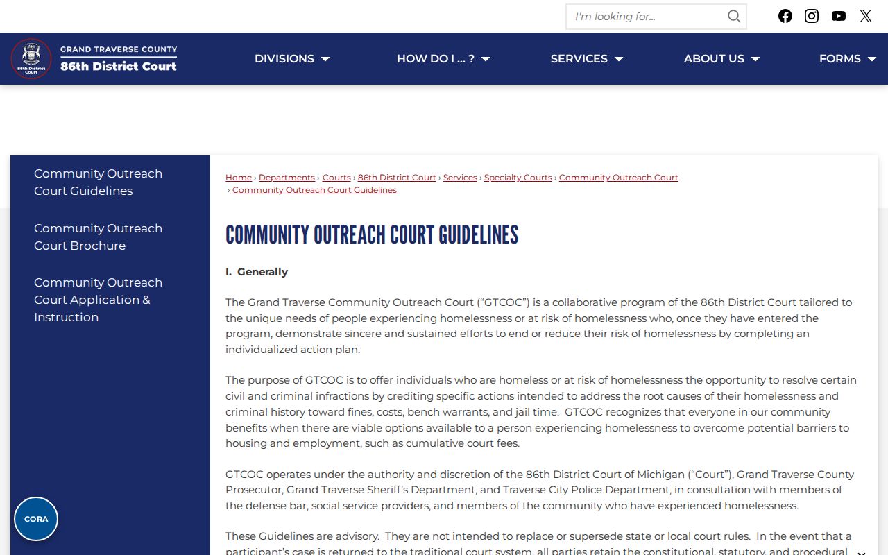 Grand Traverse County Community Outreach Court application and confidentiality rules